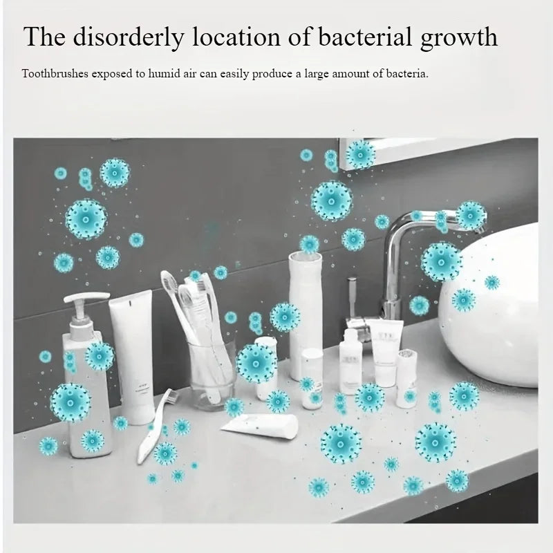 White Smart Toothbrush Holder with Auto Dispenser - USB Charging Wall - Mounted Ideal for Home & Business Bathrooms