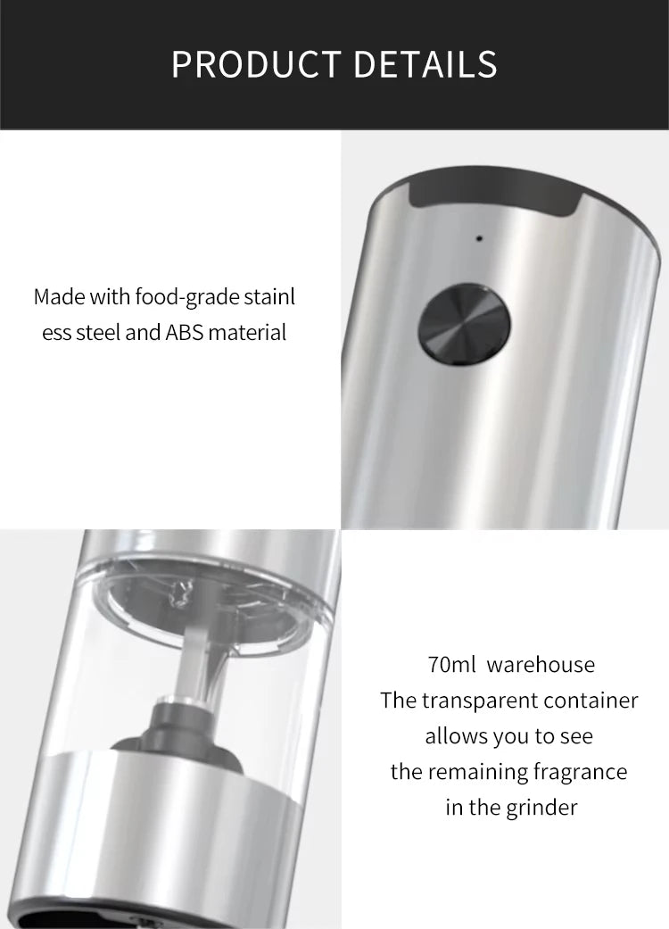 Electric Automatic Salt and Pepper Grinder Set with Led Light Grinder Set Spice Mill Adjustable Spices Grinder Kitchen Tools