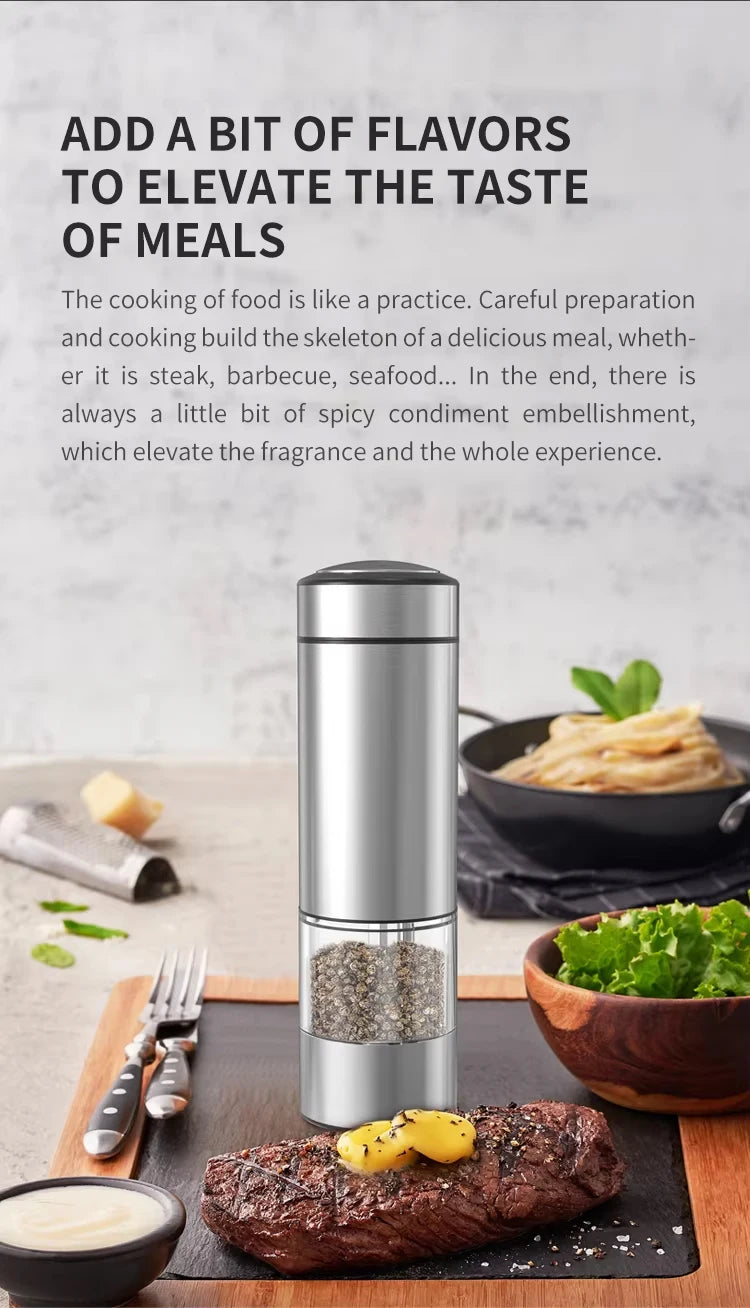 Electric Automatic Salt and Pepper Grinder Set with Led Light Grinder Set Spice Mill Adjustable Spices Grinder Kitchen Tools