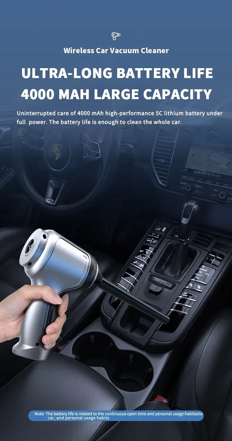 95000PA Car Vacuum Cleaner Wireless Powerful Cleaning Machine Auto Robot Car Accessories Home Appliance Strong Suction As Gift