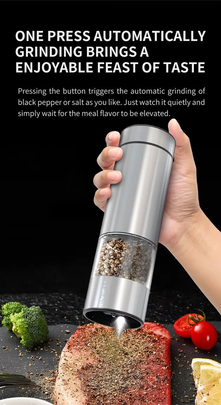 Electric Automatic Salt and Pepper Grinder Set with Led Light Grinder Set Spice Mill Adjustable Spices Grinder Kitchen Tools