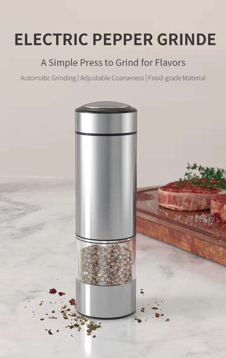 Electric Automatic Salt and Pepper Grinder Set with Led Light Grinder Set Spice Mill Adjustable Spices Grinder Kitchen Tools