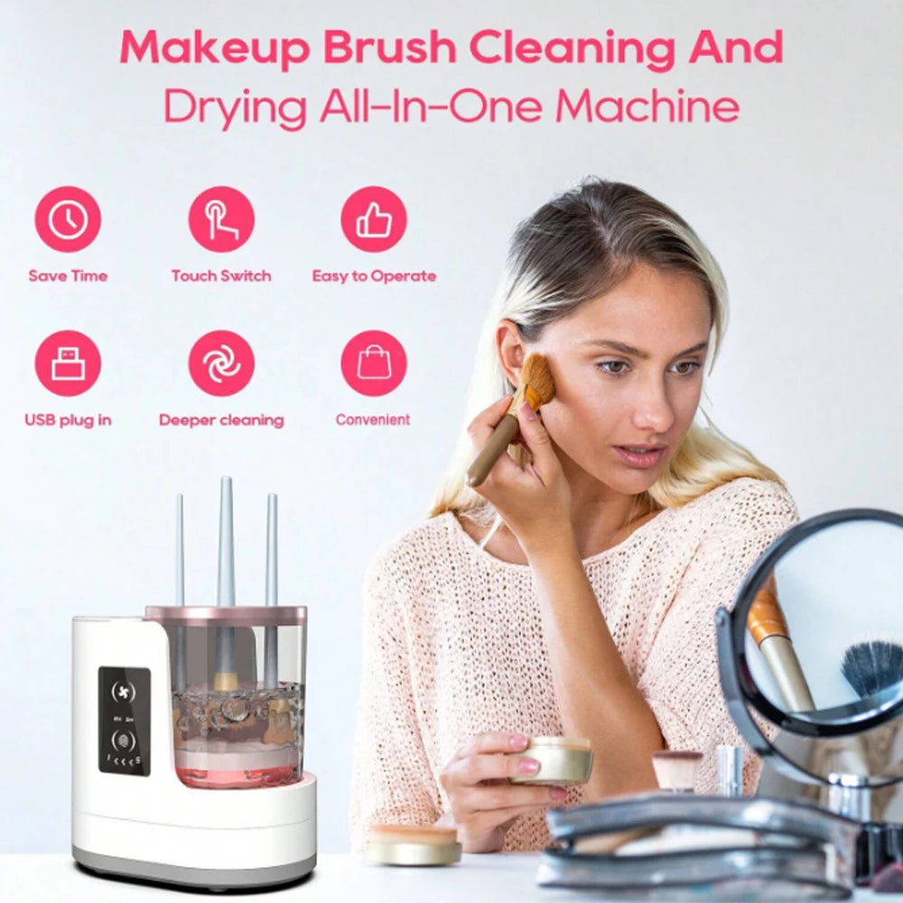 Electric Makeup Brush Cleaning Machine USB Plug Portable Cleaning Machine Makeup Brush Automatic Rotary Cleaning Machine Dryer.