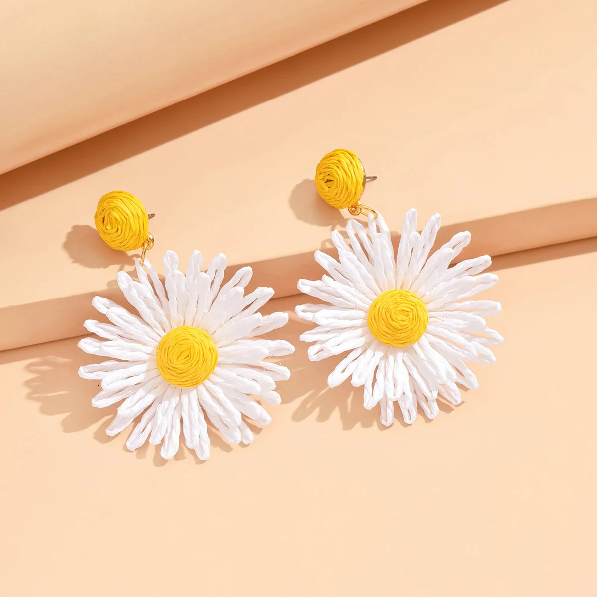 Colorful Sun Flower Earrings For Women Girl Handmade Bohemian Rattan Knit Earrings Summer Party Jewelry Gifts