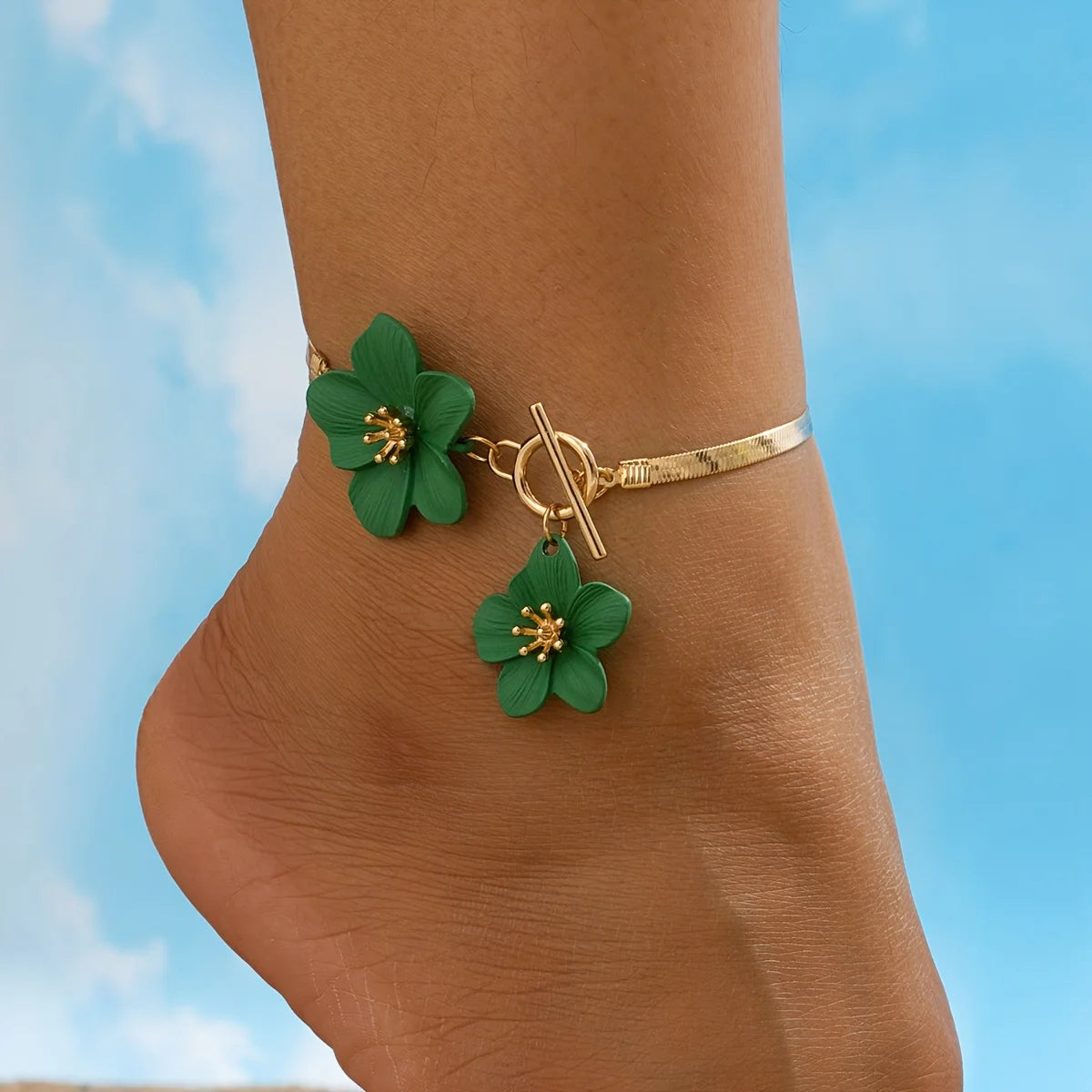 Elegant Chic Flower Pendant Anklet for Women Vacation & Daily Wear Summer Boho Foot Chain Party Jewelry Gifts