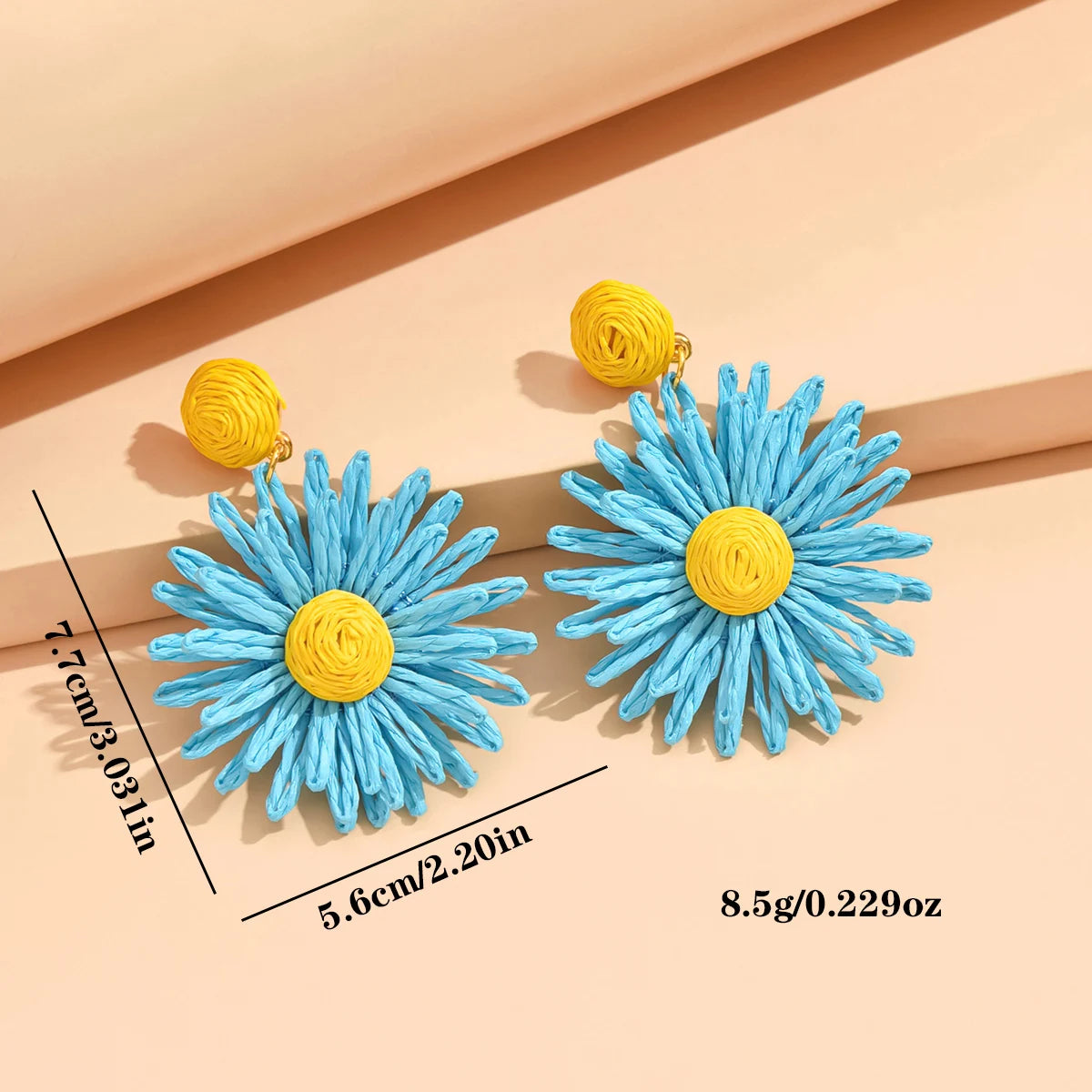Colorful Sun Flower Earrings For Women Girl Handmade Bohemian Rattan Knit Earrings Summer Party Jewelry Gifts