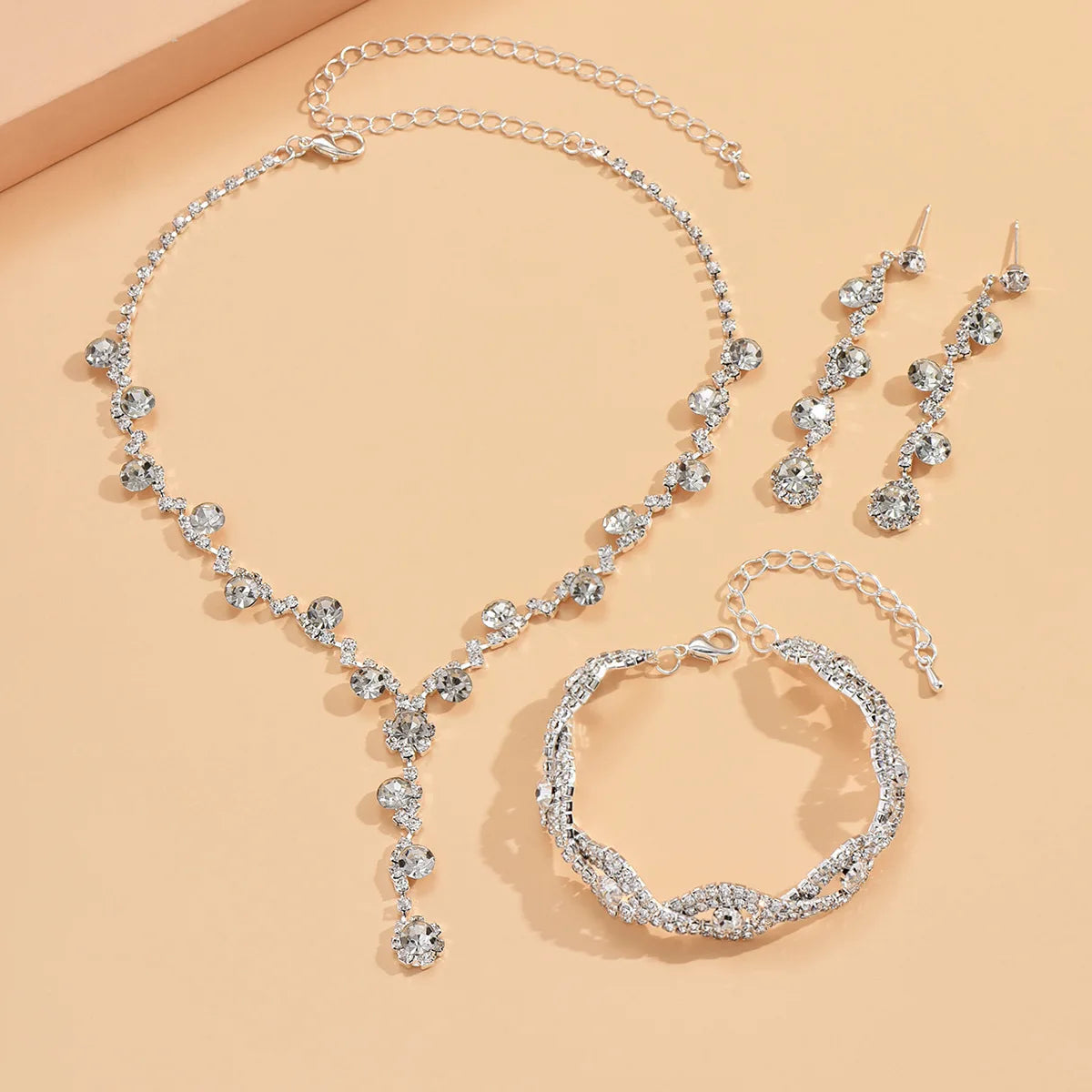 4PC Women's Fashion Copper Claw Chain Sunflower Necklace Earrings Bracelet Jewelry Set Wedding Banquet Party Holiday Gift